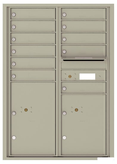 Surface Mount 4C Horizontal Mailbox – 11 Doors 2 Parcel Lockers – Front Loading – 4C12D-11-SM Product Image