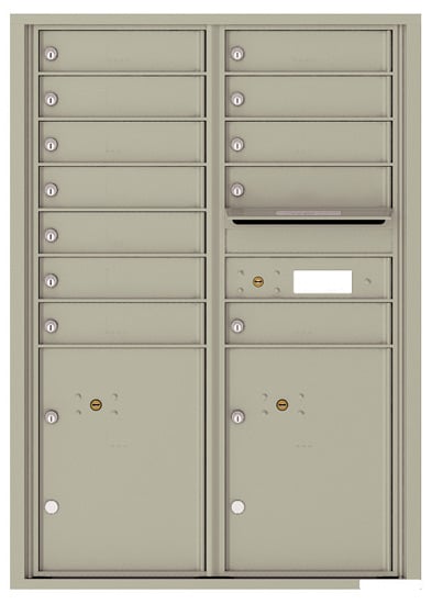 Surface Mount 4C Horizontal Mailbox – 12 Doors 2 Parcel Lockers – Front Loading – 4C12D-12-SM Product Image