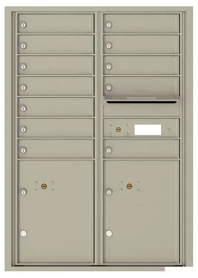 Recessed 4C Horizontal Mailbox – 12 Doors 2 Parcel Lockers – Front Loading – 4C12D-12 – USPS Approved Product Image