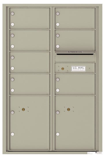 Surface Mount 4C Horizontal Mailbox – 7 Doors 2 Parcel Locker – Front Loading – 4C13D-07-SM Product Image