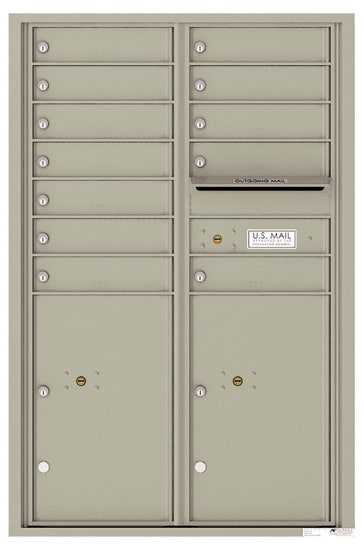 Recessed 4C Horizontal Mailbox – 12 Doors 2 Parcel Lockers – Front Loading – 4C13D-12 – USPS Approved Product Image