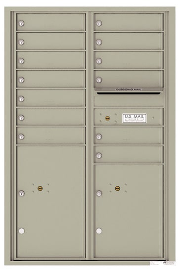 Surface Mount 4C Horizontal Mailbox – 13 Doors 2 Parcel Lockers – Front Loading – 4C13D-13-SM Product Image