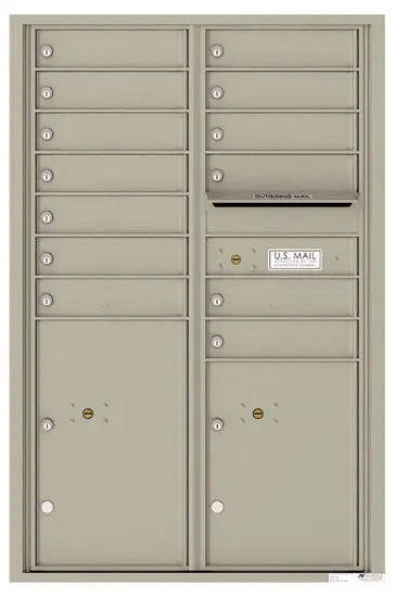Recessed 4C Horizontal Mailbox – 13 Doors 2 Parcel Lockers – Front Loading – 4C13D-13 – USPS Approved Product Image