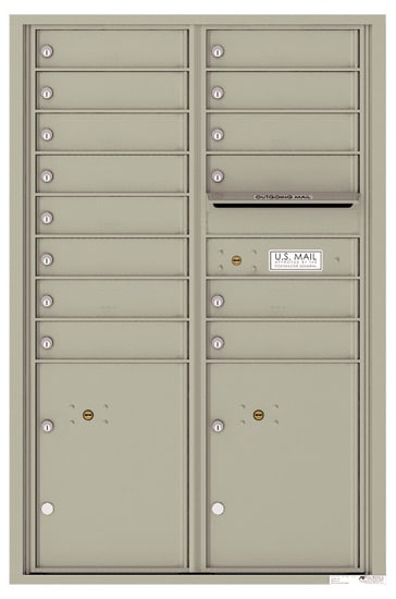 Recessed 4C Horizontal Mailbox – 14 Doors 2 Parcel Lockers – Front Loading – 4C13D-14-CK25750 – Private Delivery Product Image