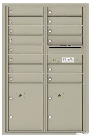 Recessed 4C Horizontal Mailbox – 14 Doors 2 Parcel Lockers – Front Loading – 4C13D-14 – USPS Approved Product Image