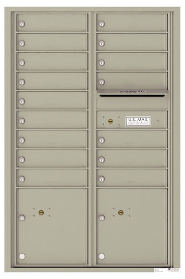 Recessed 4C Horizontal Mailbox – 16 Doors 2 Parcel Lockers – Front Loading – 4C13D-16-CK25750 – Private Delivery Product Image