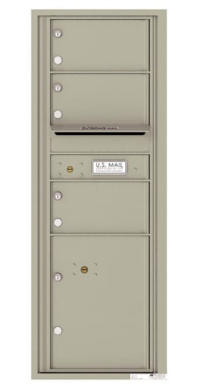 Surface Mount 4C Horizontal Mailbox – 3 Doors 1 Parcel Locker – Front Loading – 4C13S-03-SM Product Image