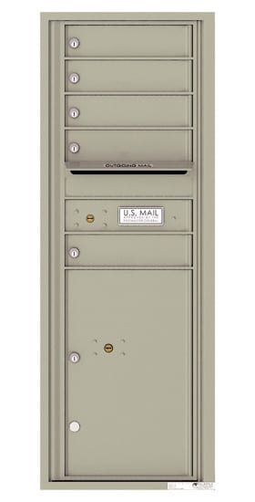 Surface Mount 4C Horizontal Mailbox – 5 Doors 1 Parcel Locker – Front Loading – 4C13S-05-SM Product Image