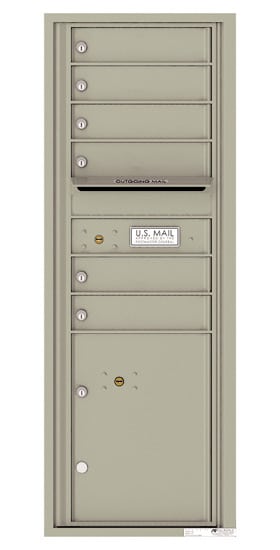 Surface Mount 4C Horizontal Mailbox – 6 Doors 1 Parcel Locker – Front Loading – 4C13S-06-SM Product Image