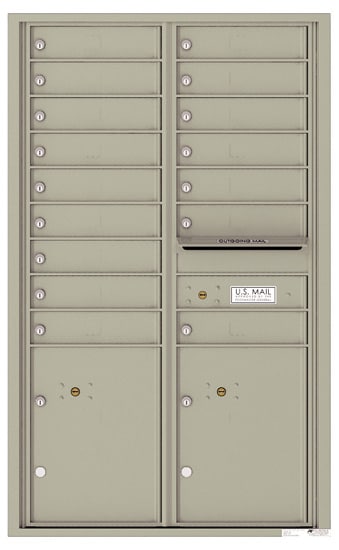 Surface Mount 4C Horizontal Mailbox – 16 Doors 2 Parcel Lockers – Front Loading – 4C14D-16-SM Product Image