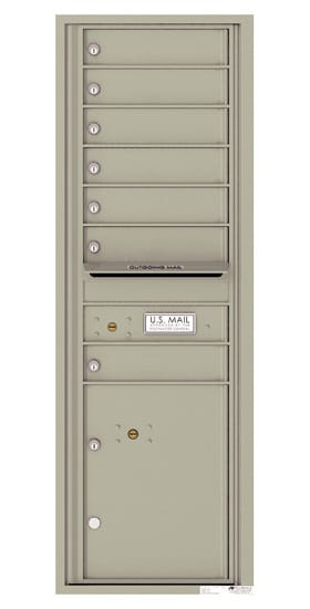 Surface Mount 4C Horizontal Mailbox – 7 Doors 1 Parcel Locker – Front Loading – 4C14S-07-4CSM14S – USPS Approved Product Image