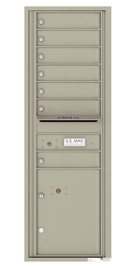 Surface Mount 4C Horizontal Mailbox – 7 Doors 1 Parcel Locker – Front Loading – 4C14S-07-SM Product Image