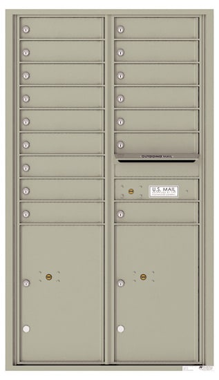 Recessed 4C Horizontal Mailbox – 16 Doors 2 Parcel Lockers – Front Loading – 4C15D-16-CK25750 – Private Delivery Product Image