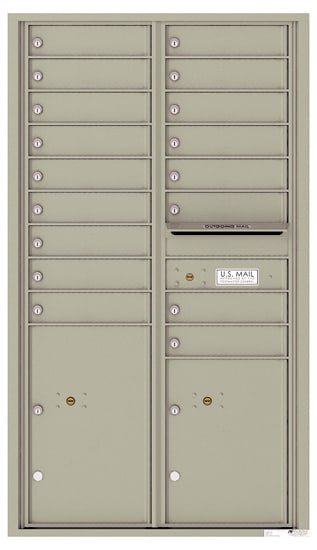 Surface Mount 4C Horizontal Mailbox – 17 Doors 2 Parcel Lockers – Front Loading – 4C15D-17-SM Product Image