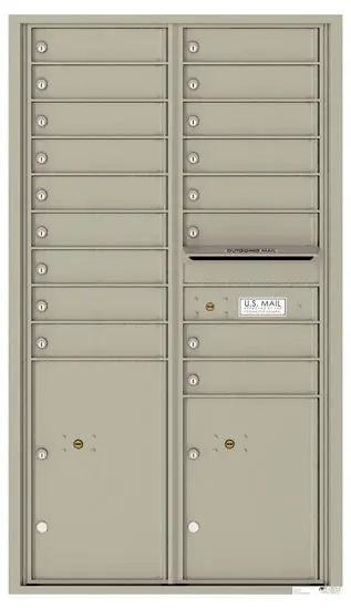 Recessed 4C Horizontal Mailbox – 17 Doors 2 Parcel Lockers – Front Loading – 4C15D-17 – USPS Approved Product Image