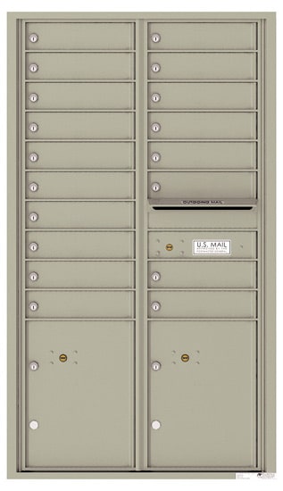 Recessed 4C Horizontal Mailbox – 18 Doors 2 Parcel Lockers – Front Loading – 4C15D-18-CK25750 – Private Delivery Product Image