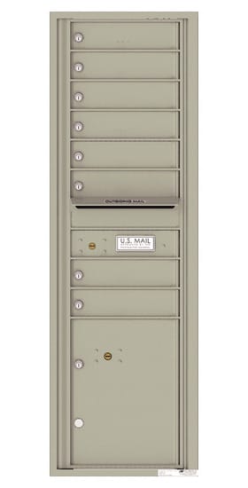 Recessed 4C Horizontal Mailbox – 8 Doors 1 Parcel Locker – Front Loading – 4C15S-08 – USPS Approved Product Image