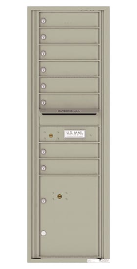 Recessed 4C Horizontal Mailbox – 8 Doors 1 Parcel Locker – Front Loading – 4C15S-08-CK25750 – Private Delivery Product Image