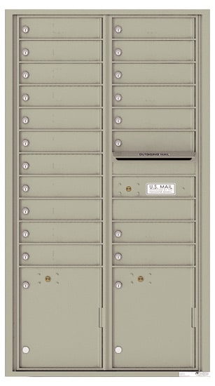 Recessed 4C Horizontal Mailbox – 19 Doors 2 Parcel Lockers – Front Loading – 4C16D-19 – USPS Approved Product Image
