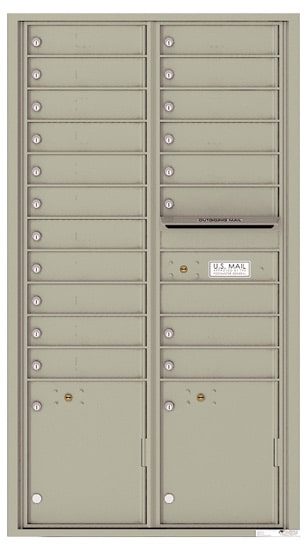 Surface Mount 4C Horizontal Mailbox – 19 Doors 2 Parcel Lockers – Front Loading – 4C16D-19-SM Product Image