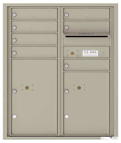 Recessed 4C Horizontal Mailbox – 7 Doors 2 Parcel Lockers – Front Loading – 4CADD-07-CK25750 – Private Delivery Product Image