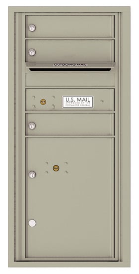 Surface Mount 4C Horizontal Mailbox – 3 Doors 1 Parcel Locker – Front Loading – 4CADS-03-SM Product Image