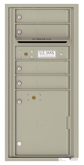 Surface Mount 4C Horizontal Mailbox – 4 Doors 1 Parcel Locker – Front Loading – 4CADS-04-SM Product Image