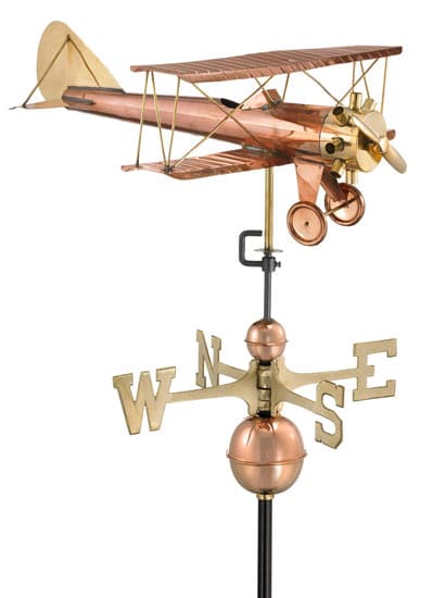 Good Directions Copper Biplane Weathervane