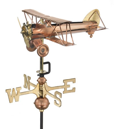 Good Directions Copper Biplane Cottage Weathervane