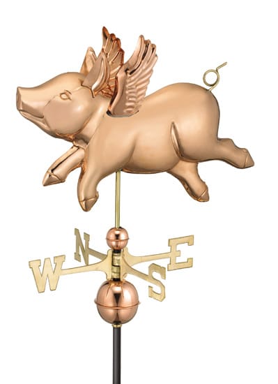 Good Directions Copper Flying Pig Weathervane