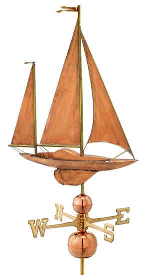 Good Directions Copper Large Sailboat Weathervane