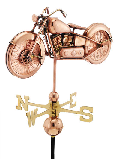 Good Directions Polished Copper Motorcycle Weathervane
