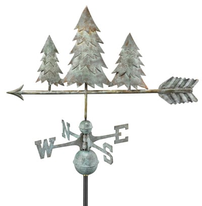 Good Directions Copper Pine Trees Weathervane