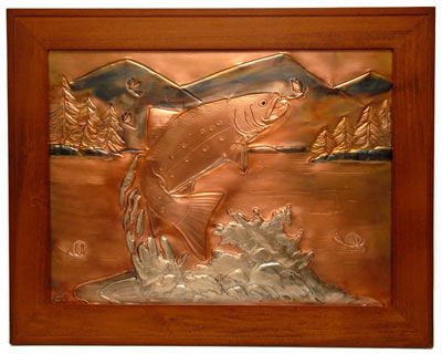 Hentzi Framed Copper Brook Trout Art
