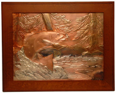 Hentzi Framed Copper Brook Trout Art