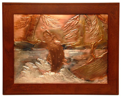 Hentzi Framed Copper Brown Trout Art