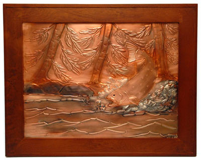 Hentzi Framed Copper Rainbow Trout Art