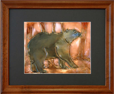 Hentzi Framed Copper Bear Art