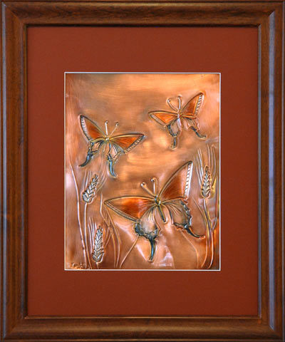 Hentzi Framed Copper Butterflies Art