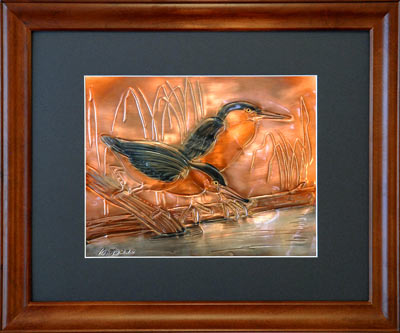 Hentzi Framed Copper Wading Birds Art