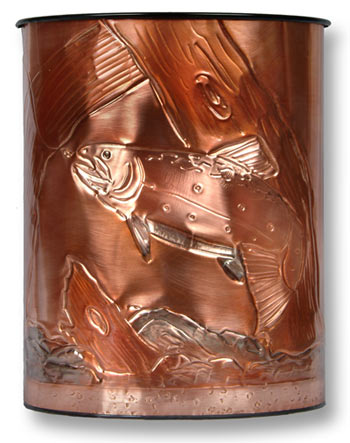 Hentzi Brown Trout Copper Waste Basket