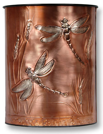 Hentzi Dragonfly Wheat Copper Waste Basket