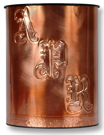Hentzi Victorian Monogram Copper Waste Basket