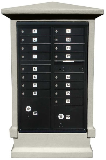 Florence CBU Cluster Mailbox in Stucco Column – 16 Tenant Doors, 2 Parcel Lockers Product Image