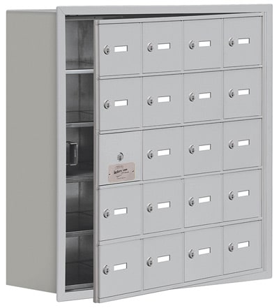 Salsbury 20 Door Cell Phone Lockers with A Doors Recessed Mount – Front Master Access – 8 Inch Depth