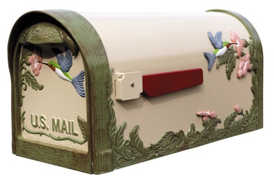 Hummingbird Natural Hand-Painted Post Mount Mailbox Product Image