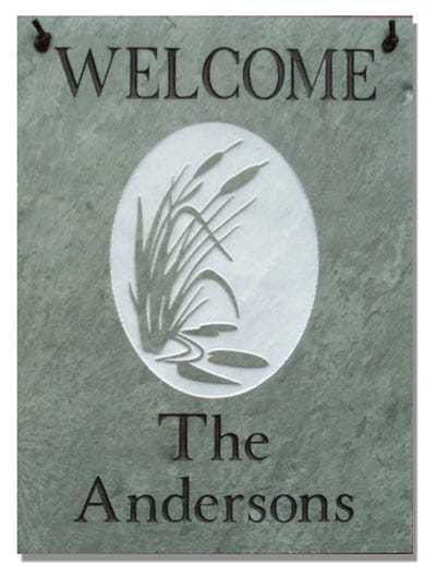 Stone Mill Cattails Rectangle Welcome Plaque