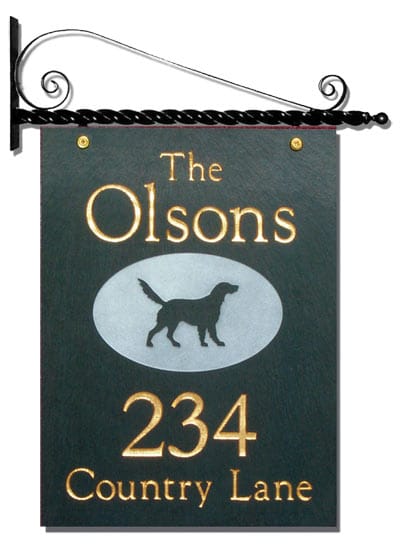 Stone Mill Hanging Slate Address Plaque