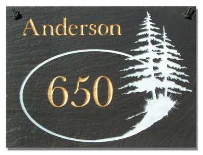 2 Line Pine Trees Rectangle Plaque
