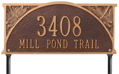 Whitehall Dragonfly Address Plaque Two Lines